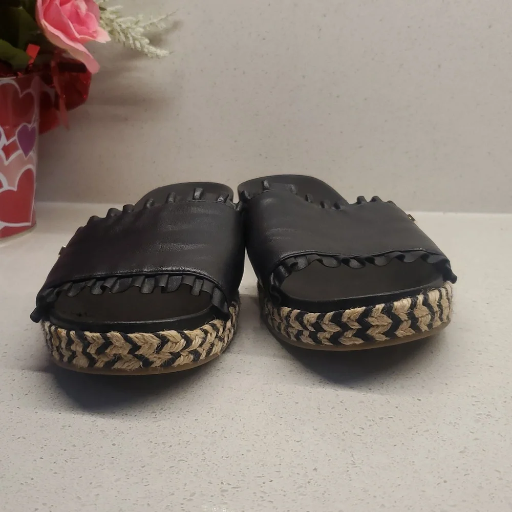 KATE SPADE Sahara Black Espadrille Slides